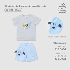 LP:-::Bộ:cộc:tay:La:Pomme:cún:con:siêu:ngầu:-:Xanh:-:12-18M:-:SS24.T9B