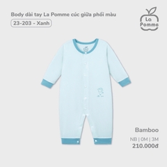 LP S10 - Body dài tay La Pomme cúc giữa phối màu - Xanh - 3-6M - SS24.T9B