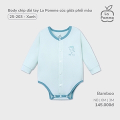 LP - Body chip dài tay La Pomme cúc giữa phối màu - 0M Xanh - SS24.T9B