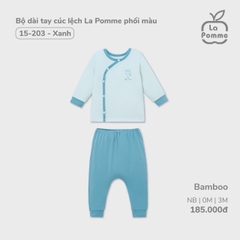 LP - Bộ dài tay cúc lệch La Pomme phối màu - Newborn Xanh - SS24.T9B