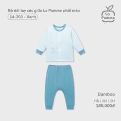 LP - Bộ dài tay cúc giữa La Pomme phối màu - Newborn Xanh - SS24.T9B