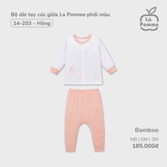 LP - Bộ dài tay cúc giữa La Pomme phối màu - Newborn Hồng - SS24.T9B