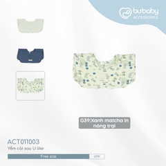 BU - Yếm cài sau U like  - Xanh matcha in nông trại - Free size - SS24.T10A