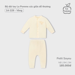 LP S10 - Bộ dài tay La Pomme cúc giữa dễ thương - Vàng - 3-6M - SS24.T10A