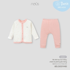 NOUS - Bộ dài tay áo trắng chấm bi phối quần hồng - Nu Petit - NB - SS24.T10B - Bộ dài tay áo trắng chấm bi phối quần hồng - ấm bi phối quần hồng - Newborn