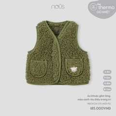 NOUS - Áo khoác gile lông màu xanh rêu thêu trang trí - Nu Thermo - 6M - SS24.T10A