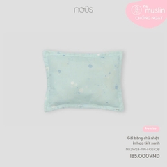 NOUS - Gối bông chữ nhật in họa tiết xanh - Nu Muslin - FS - SS24.T10A