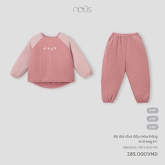 NOUS - Bộ dài chui đầu màu hồng in trang trí - Nu Velours - 4Y - SS24.T10B