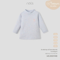 NOUS S20 - Áo dài tay cổ 3cm màu tím in trang trí - 9-12M - SS24.T10A