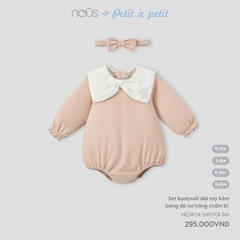 NOUS - Set body dài tay kèm băng đô nơ hồng chấm bi - Nu Velours - SS24.T10A - g đô nơ hồng chấm bi - 3-6M - YY