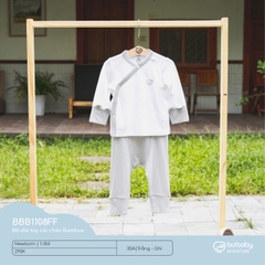 BU - Bộ dài tay cài chéo Bambus - Trắng - Ghi - Newborn - SS24.T10B