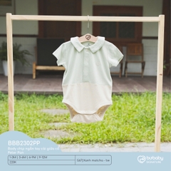BU - Body chip ngắn tay cài giữa cổ Peter Pan - Xanh matcha - be - 6-9M - SS24.T10B