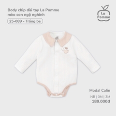 LP - Body chip dài tay La Pomme mèo con ngộ nghĩnh - Trắng be - SS24.T10B