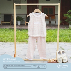 BU - Bộ gile cổ tròn, quần dài - Hồng in xương rồng - 12-18M - SS24.T11A
