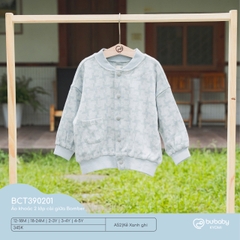 BU - Áo khoác 2 lớp cài giữa Bomber - Kẻ Xanh ghi - 4-5Y - SS24.T11A