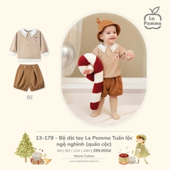 LP - Bộ dài tay La Pomme Tuần lộc ngộ nghĩnh (quần cộc) - 6M Be - SS24.XMAS