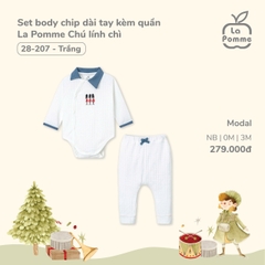 LP - Set body chip dài tay kèm quần La Pomme Chú lính chì - 0M Trắng - SS24.T11A