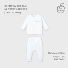 LP - Bộ dài tay cúc giữa La Pomme gấu nhỏ - Newborn Trắng - SS24.T11A