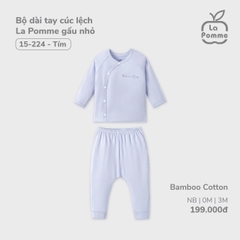 LP - Bộ dài tay cúc lệch La Pomme gấu nhỏ - Newborn Tím - SS24.T11A