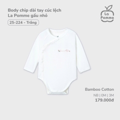 LP - Body chip dài tay cúc lệch La Pomme gấu nhỏ - Newborn Trắng - SS24.T11A