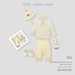 NOUS S30 - Set quà tặng 4 món màu be phối caro vàng - 1-2Y - SS26.T5C