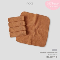 NOUS - Set 5 khăn sữa màu nâu cam - Nu Muslin - FS - SS24.11B