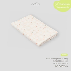 NOUS - Khăn đa năng bamboo trắng in họa tiết màu cam - Nu Bamboo - FS - SS24.11B