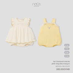 NOUS NP25 - Set 2 body màu be phối vàng thêu trang trí - Nu Doux - 0M - SS24.11B