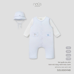 NOUS - Set quần áo yếm kèm mũ rộng vành màu xanh - Nu Air - 9M - SS24.11B