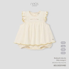 NOUS NP25 - body màu be thêu trang trí - Nu Doux - 0M - SS24.11B - body màu be thêu trang trí - m áo dài tay màu be - 0-3M