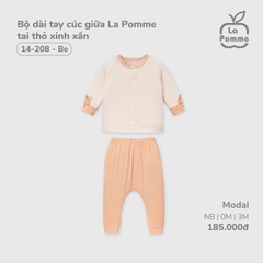LP - Bộ dài tay cúc giữa La Pomme tai thỏ xinh xắn - Newborn Be - SS24.T11B