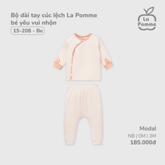 LP - Bộ dài tay cúc lệch La Pomme bé yêu vui nhộn - 0M Be - SS24.T11B
