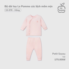 LP - Bộ dài tay La Pomme cúc lệch mềm mịn - Newborn Hồng - SS24.T12A