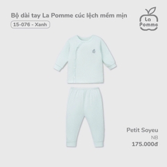 LP - Bộ dài tay La Pomme cúc lệch mềm mịn - Newborn Xanh - SS24.T12A