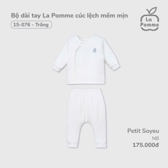 LP - Bộ dài tay La Pomme cúc lệch mềm mịn - Newborn Trắng - SS24.T12A