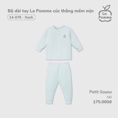 LP - Bộ dài tay La Pomme cúc thẳng mềm mịn - Newborn Xanh - SS24.T12A