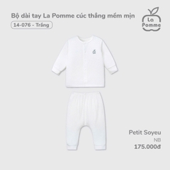 LP - Bộ dài tay La Pomme cúc thẳng mềm mịn - Newborn Trắng - SS24.T12A