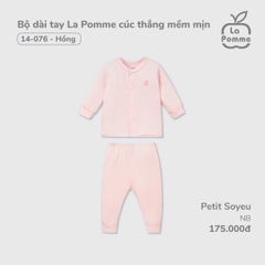 LP - Bộ dài tay La Pomme cúc thẳng mềm mịn - Newborn Hồng - SS24.T12A