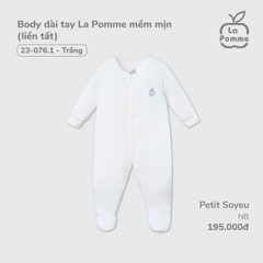 LP - Body dài tay La Pomme mềm mịn (liền tất) - Newborn Trắng - SS24.T12A