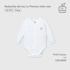 LP - Body chip dài tay La Pomme mềm mịn - Newborn Trắng - SS24.T12A