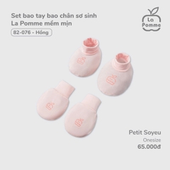 LP - Set bao tay bao chân sơ sinh La Pomme mềm mịn - Hồng - SS24.T12A