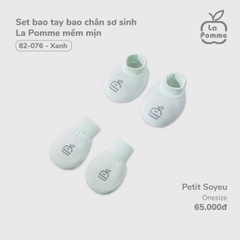 LP - Set bao tay bao chân sơ sinh La Pomme mềm mịn - Xanh - SS24.T12A