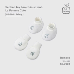 LP - Set bao tay bao chân sơ sinh La Pomme Cute - Trắng - SS24.T12A