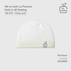 LP - Mũ sơ sinh La Pomme hình in dễ thương - Trắng xanh - SS24.T12A