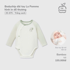LP - Body chip dài tay La Pomme hình in dễ thương - Newborn Trắng xanh - SS24.T12A