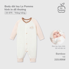 LP - Body dài tay La Pomme hình in dễ thương - Newborn Trắng hồng - SS24.T12A