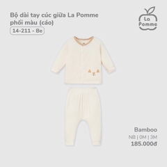 LP S10 - Bộ dài tay cúc giữa La Pomme phối màu (cáo) - Be - 3-6M - SS24.T12A
