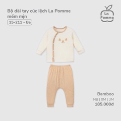 LP - Bộ dài tay cúc lệch La Pomme mềm mịn - Be - SS24.T12A
