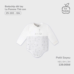 LP - Body chip dài tay La Pomme Thỏ con - Newborn Ghi - SS25.T1A