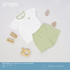 BU - Bộ ngắn tay cài chéo Bambus - Trắng - xanh matcha - SS25.T1A